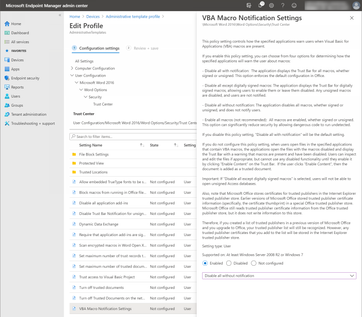 図-17 Microsoft Endpoint ManagerにおけるUser Configuration