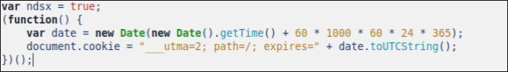 図-5 悪性なドメインから読み込まれたJavaScriptコード（コードを整形済み）